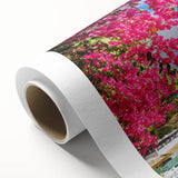 Art deco poster of Crete, Greece scenery on rolled canvas, in muted blue and white tones, ideal for nursery wall art.