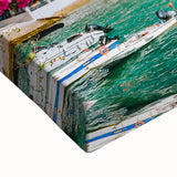 Black and white canvas of Crete landscape, featuring muted monochrome tones, ideal for bedroom wall art.