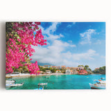 Black and white wall art of Crete, Greece on stretched canvas, ideal for kitchen wall art or bedroom ambiance.