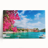 Black and white photo of Crete landscape on large stretched canvas, suitable for kitchen wall art.