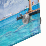 Acrylic print of a large abstract depiction of Rhodes, Greece in muted earth tones, ideal for dining room art.