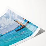 Extra large rolled print featuring line art flowers in a muted color palette, ideal for large living room wall art.