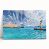 Black and white photograph of Rhodes, Greece on stretched canvas, suitable for kitchen art.
