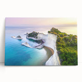 Black and white photo of a scenic European village on large stretched canvas, ideal for kitchen wall art.