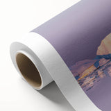 Art Deco poster of a Greenland scenery on rolled canvas with cool green and blue tones, suitable for nursery wall art.