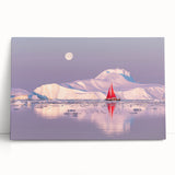 Black and white photograph of a Greenland landscape on large stretched canvas, suitable for kitchen wall art.