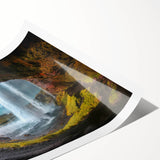 Extra large wall art featuring line art flowers in muted earth tones on a rolled print, ideal for large living room decor.