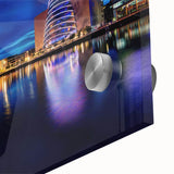 Large abstract wall art depicting a scenic Irish landscape, in muted green shades on acrylic glass.