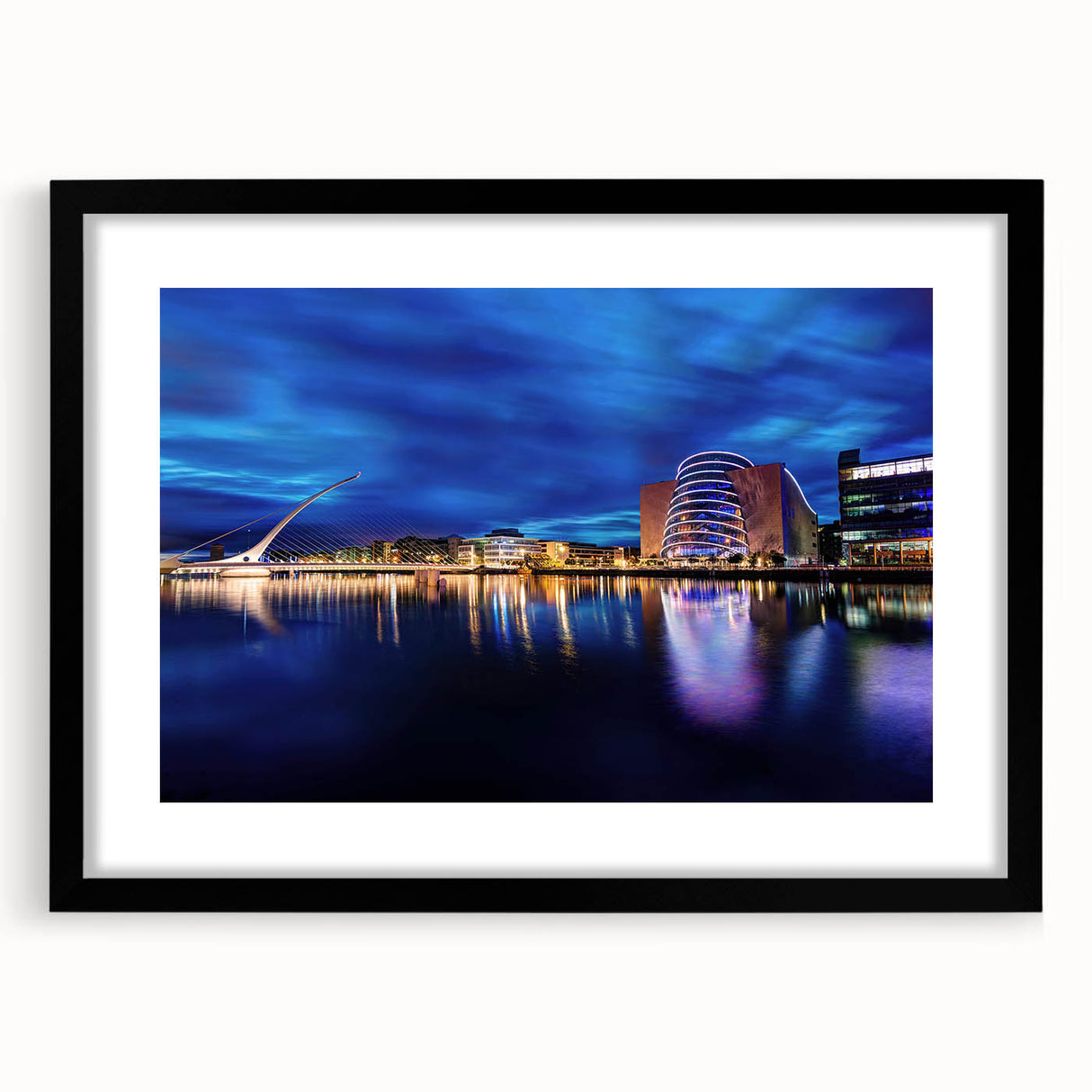 Extra large textured abstract art print of a colorful Irish landscape, framed in black, ideal for living room decor.
