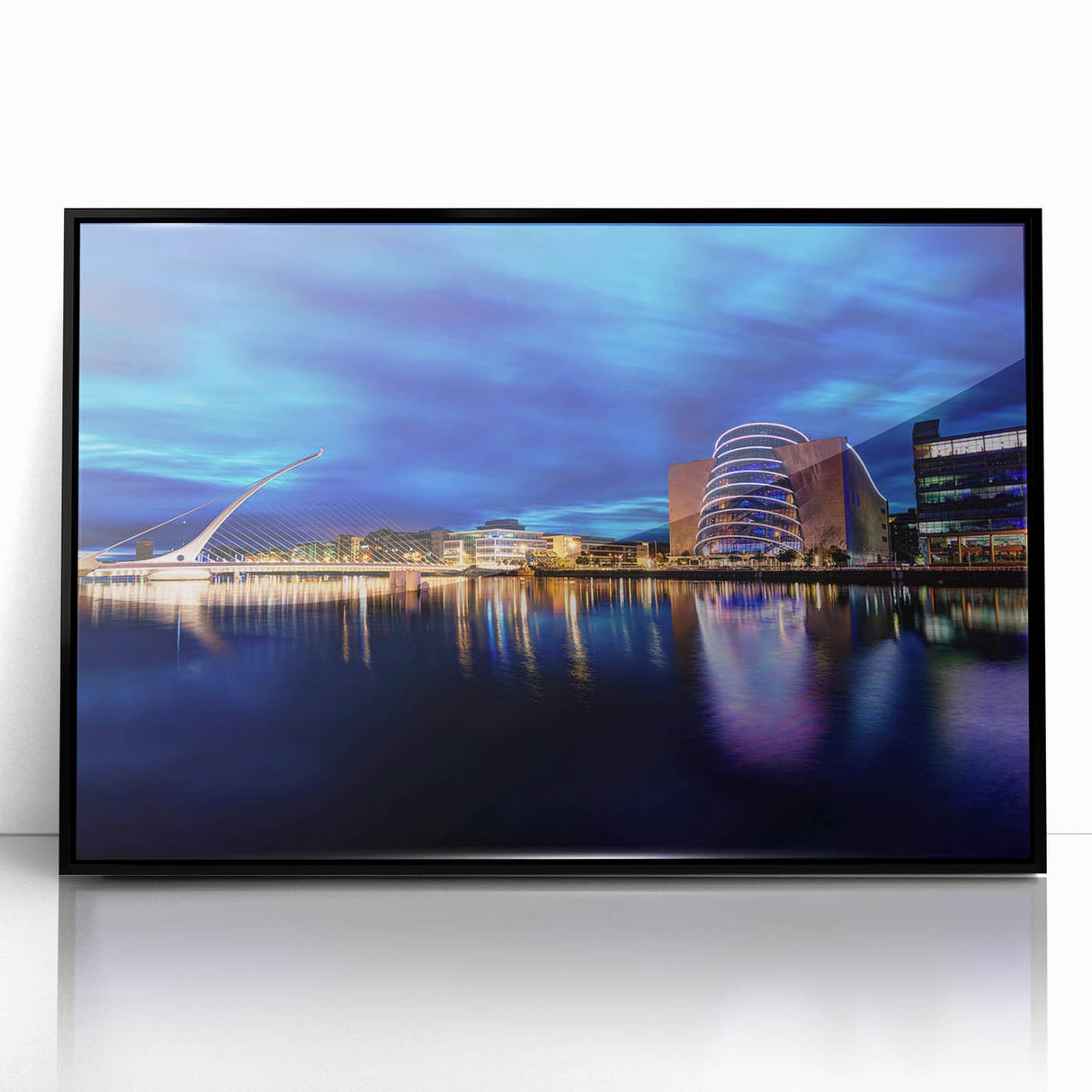 Large abstract wall art depicting a scenic European landscape in Ireland, framed in black acrylic.