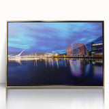 Art deco poster of a scenic Ireland landscape in gold-toned acrylic frame, suitable for modern art wall decor.