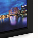 Extra large framed canvas featuring a textured black wall art scene of a European Irish landscape.