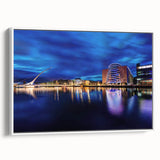 Vintage poster art of an Irish landscape on framed canvas, featuring vibrant green and blue tones.