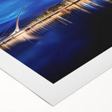 Art deco poster of a serene Irish landscape in muted green and blue tones on rolled canvas, suitable for dining room decor.