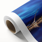 Art Deco poster of a serene Irish landscape in muted green and blue tones on rolled canvas, ideal for nursery wall art.