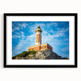 Extra large framed abstract print of a colorful Capri scenery, ideal for living room decor.