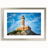 Extra large wall art depicting an abstract Capri, Italy scenery in textured silver frame, ideal for living room decor.