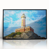 Large abstract wall art depicting the Capri coastline in muted earth tones on framed acrylic.