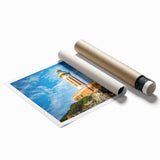 Extra large rolled print of Capri, Italy, featuring vibrant floral artwork.