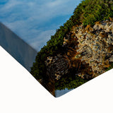 Black and white landscape art painting of Capri, Italy on stretched canvas, ideal for bedroom wall decor.