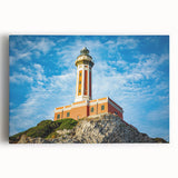 Black and white photograph of Capri, Italy on stretched canvas, ideal for kitchen wall art.