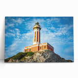 Black and white stretched canvas featuring a scenic view of Capri, Italy, ideal for kitchen wall art.