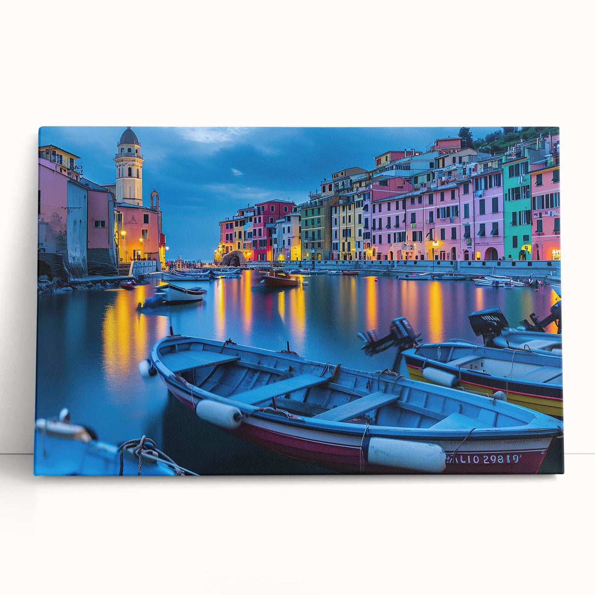 Black and white stretched canvas of Cinque Terre scenery, ideal for kitchen wall art.