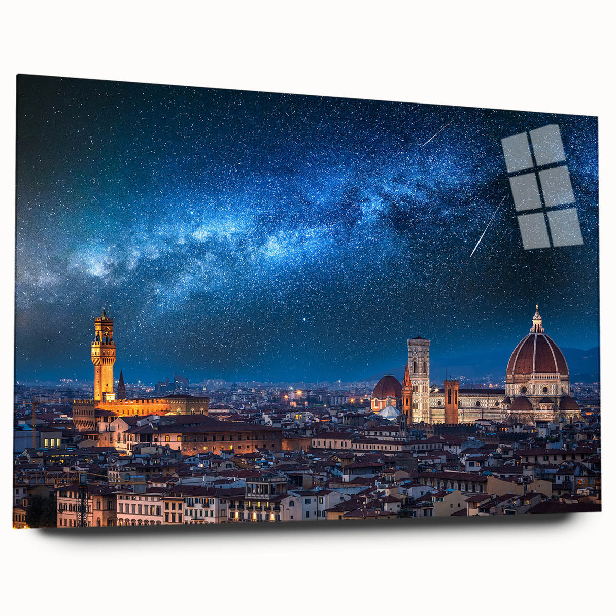 Acrylic print of Florence scenery in muted earth tones, ideal for bedroom or dining room decor.