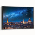 Black and white framed canvas of Florence landscape in a vintage poster style, ideal for bedroom wall art.