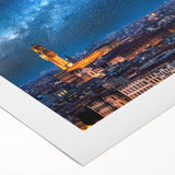 Art deco poster of Florence scenery in muted earth tones on rolled canvas, suitable for dining room wall art.