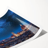 Extra large wall art featuring line art flowers over a Florence scenery in muted earth tones.