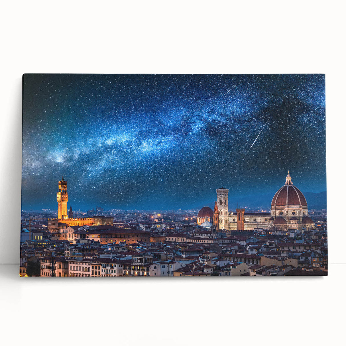 Black and white stretched canvas of Florence scenery, ideal for kitchen wall art.