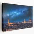 Side view of a stretched canvas depicting a scenic Florence landscape in muted earth tones, suitable for kitchen wall art.