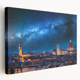 Side view of a stretched canvas depicting a scenic Florence landscape in muted earth tones, suitable for kitchen wall art.