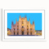 Textured abstract art print of Milan scenery in muted earth tones on a framed white mat, ideal for bedroom art.