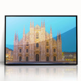 Large abstract wall art depicting Milan scenery in black and white tones on a framed acrylic, suitable for modern decor.