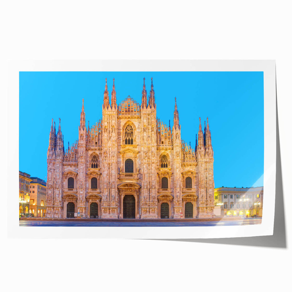 Extra large wall art featuring a Milan scenery in muted earth tones on rolled canvas, ideal for dining room decor.