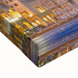 Black and white stretched canvas featuring a large art landscape of Milan, Italy, ideal for bedroom wall decor.