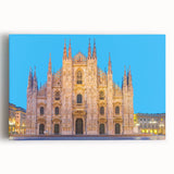 Black and white stretched canvas of Milan scenery, ideal for kitchen wall art or bedroom ambiance.