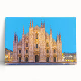 Black and white stretched canvas of Milan scenery, ideal for kitchen wall art.