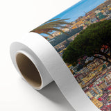Art Deco poster of Naples scenery in pastel shades on rolled canvas, ideal for nursery wall art.