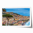 Scenic Naples Italy landscape in muted earth tones on a large rolled canvas, suitable for dining room wall art.