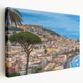 Large art print of Naples, Italy in muted earth tones on stretched canvas, suitable for kitchen wall decor.