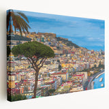 Large art print of Naples, Italy in muted earth tones on stretched canvas, suitable for kitchen wall decor.