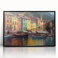 Large abstract wall art depicting a European scenery in Portofino, Italy.