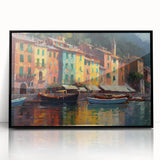 Large abstract wall art depicting a European scenery in Portofino, Italy.