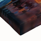 Black and white landscape art painting of Portofino on stretched canvas, suitable for bedroom wall decor.