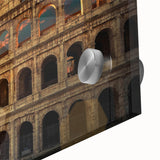 Large abstract wall art of Rome's scenery in muted earth tones on acrylic glass, ideal for dining room decor.