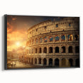 Black and white wall art featuring a vintage poster-style landscape of Rome on a framed canvas, ideal for bedroom decor.