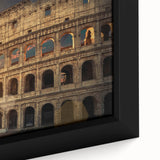 Extra large framed canvas of a textured Rome scenery in black with colorful art accents, ideal for living room decor.